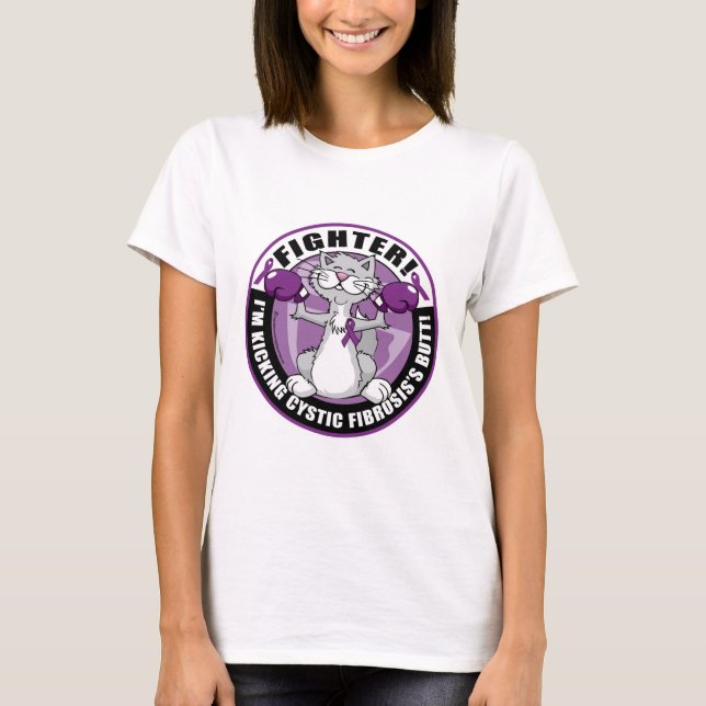 Camiseta Combatiente del gato de la fibrosis quística (Anverso)