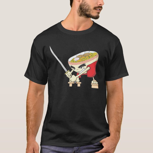 Camiseta Combatiente japonés de la sopa de fideos con la (Anverso)