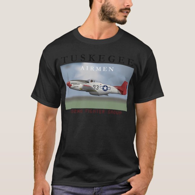 Camiseta Combatiente rojo de la cola de P51D volado por los (Anverso)