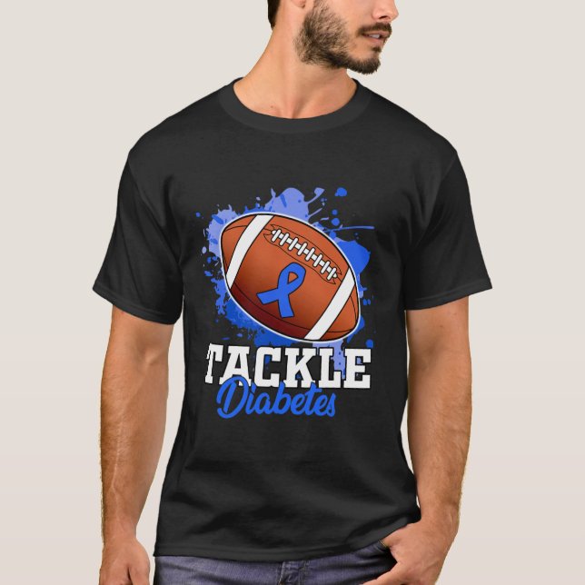 Camiseta Combatir la Diabética Azul Diabetes Tipo 1 Guerra  (Anverso)