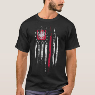 Camiseta Combinación de bandera estadounidense polaca Polon