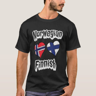 Camiseta Combinación de bandera noruega finlandesa corazón 