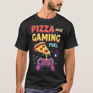 Camiseta Combustible de Pizza y Juegos Divertido Jugador y