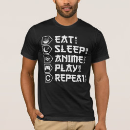 Camiseta Come Anime Duerme Juega Repite Estilo de Vida Otak