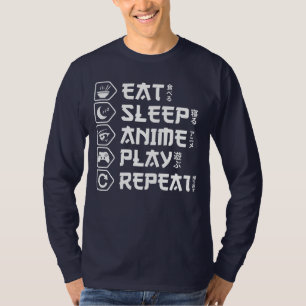 Camiseta Come Anime Duerme Juega Repite Estilo de Vida Otak