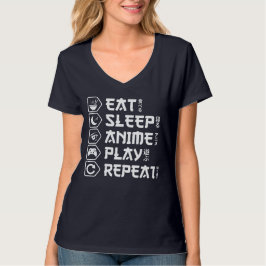 Camiseta Come Anime Duerme Juega Repite Estilo de Vida Otak