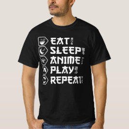 Camiseta Come Anime Duerme Juega Repite Estilo de Vida Otak