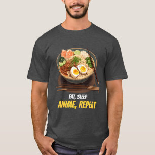 Camiseta Come Anime Duerme Repetir Ropa de calle de anime d