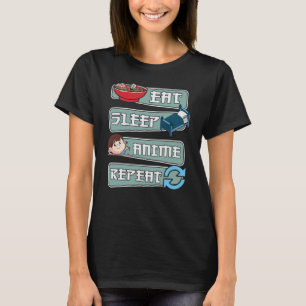 Camiseta Come Anime Duerme Repite Japonés Diseño Kawaii