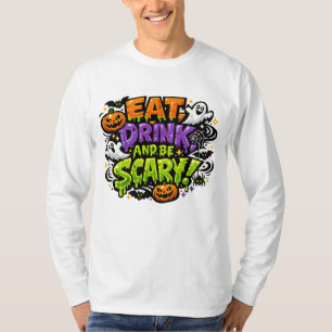 Camiseta Come, Bebe Y Sé Espantoso Arte Cómic De Halloween