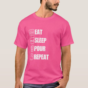 Camiseta Come Beber Verter Repetir Divertida Cervecería
