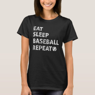 Camiseta Come Béisbol Dormir Repetir Jugador de Béisbol Vin