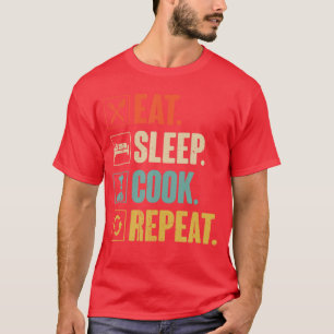 Camiseta Come Cocina Duerme Repite Divertido Vintage Cocina