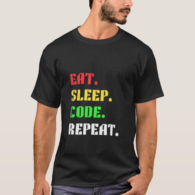 Camiseta Come Código Duerme Repite – Divertido Programador (Anverso)
