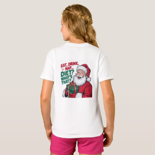 Camiseta Come Come Siesta Qué Dieta, divertido Santa