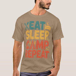 Camiseta Come Dormir Acampar Repetir Aventura Diseño retro