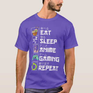 Camiseta Come Dormir Anime Juegos Repetir Kawaii Otaku Anim