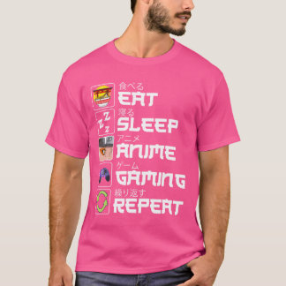 Camiseta Come Dormir Anime Juegos Repetir Otaku Anime Manga
