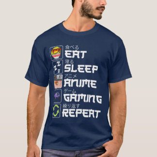 Camiseta Come Dormir Anime Juegos Repetir Otaku Anime Manga
