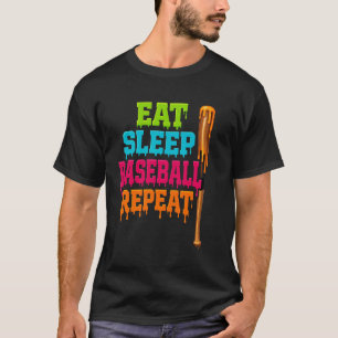 Camiseta Come Dormir Béisbol Repetir Goteo
