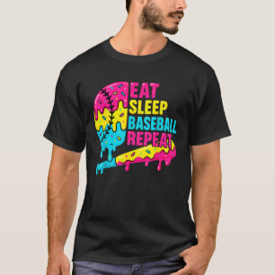 Camiseta Come Dormir Béisbol Repetir Helado Goteo Béisbol