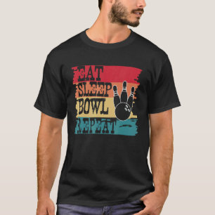 Camiseta Come Dormir Bolos Repetir Estilo Retro Antiguo de