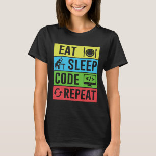 Camiseta Come Dormir Código Repetir Divertido Programación