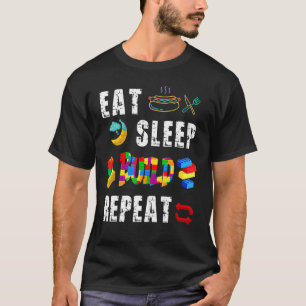 Camiseta Come Dormir Construir Repetir Bloques Maestro Bloq