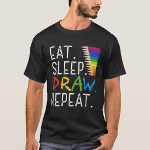 Camiseta Come Dormir Dibujar Repetir Pintar Profesor Pinto