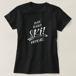 Camiseta Come Dormir Esquiar Repetir - Blanco