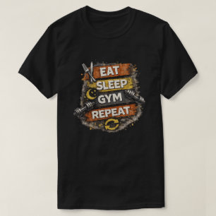 Camiseta Come Dormir Gimnasio Repetir Gráfica de Fitness Vi