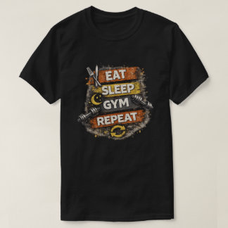 Camiseta Come Dormir Gimnasio Repetir Gráfica de Fitness Vi