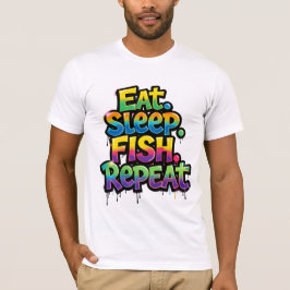 Camiseta Come Dormir Pescar Repetir Arcoíris Grafiti