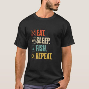 Camiseta Come Dormir Pescar Repetir Divertido Pescar Pescad