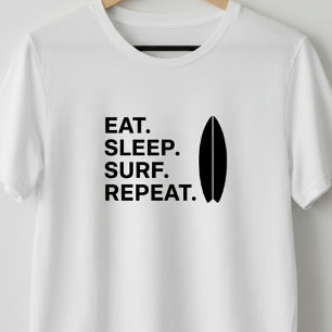 Camiseta Come Dormir Surf Repeats Frases Divertidas de Surf