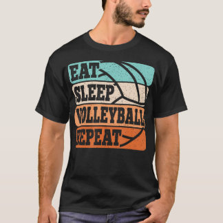 Camiseta Come Dormir Voleibol Repetir Divertido Voleibol Re