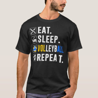 Camiseta Come Dormir Voleibol Repetir Jugador Divertido de 