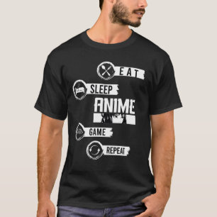 Camiseta Come Duerme Anime Juegos Repite Kawaii Ot