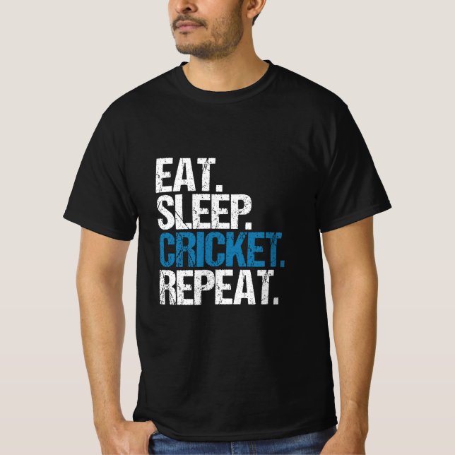 Camiseta Come.Duerme. Críquet.Repite. (Anverso)