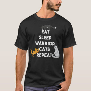 Camiseta Come Duerme Gato Guerrero Repite Amante Divertido 