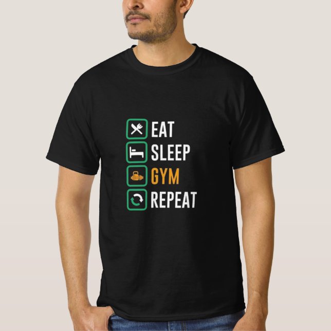 Camiseta Come. Duerme. Gimnasio. Repite. - Vida de aptitud  (Anverso)