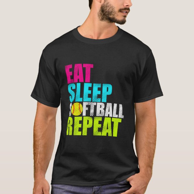 Camiseta Come Duerme Softbol Fastpitch Repite (Anverso)