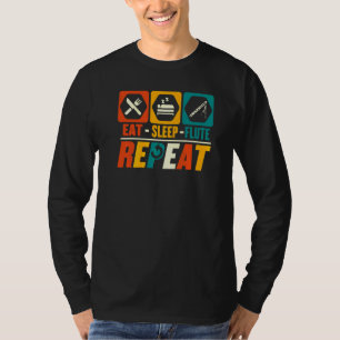 Camiseta Come Flauta Dormir Repetir Música Flautista Toca