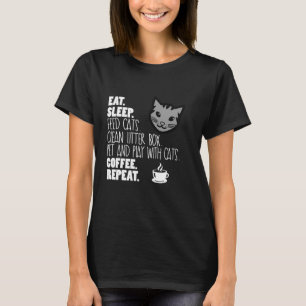 Camiseta Come Gatos Café Repite Mujeres Bonito Divertido Ga