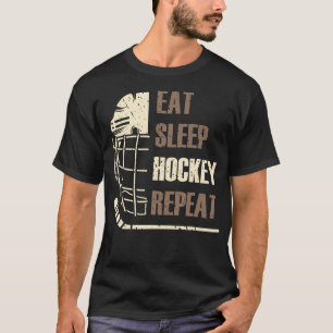 Camiseta Come Hockey Duerme Repite Máscara Divertida Stick