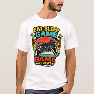 Camiseta Come Jugar Dormir Repetir Control Retro