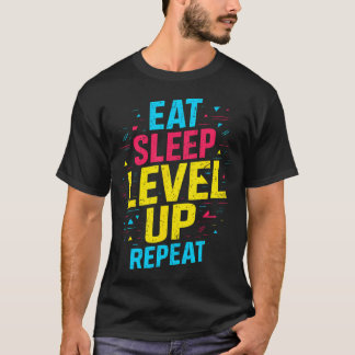 Camiseta Come Jugar Subir De Nivel Repetir Gamer Divertido 