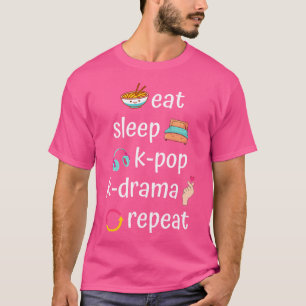 Camiseta Come K-Pop K-Drama Duerme Repite
