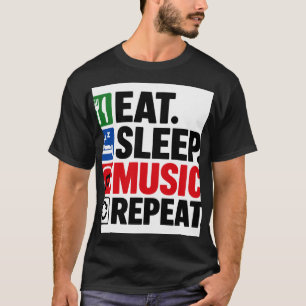 Camiseta Come Música Duerme Repite
