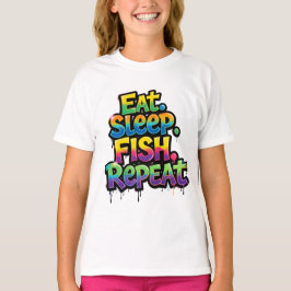 Camiseta Come Pescado Duerme Repite Arcoíris Grafiti